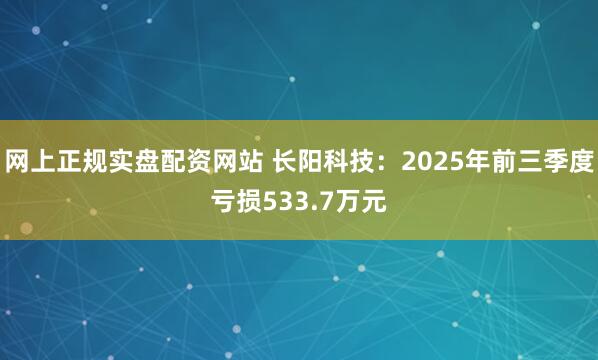 网上正规实盘配资网站 长阳科技：2025年前三季度亏损533.7万元